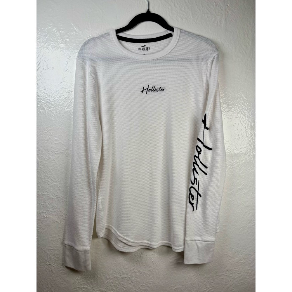 Hollister Thermal Top Womens L White Waffle Knit Skater Y2K Streetwear Surf Cali